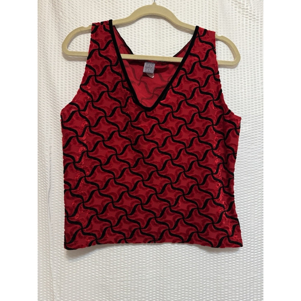 Hanky Panky Red And Black Velvet Tank, Women's Size XL,‎ See Photos/measurements